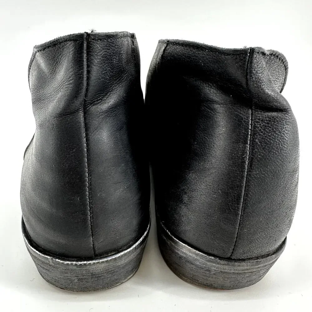 Free People Mont Blac Sandals Flats Open Toe Side Cut Outs Leather Black 39 8.5